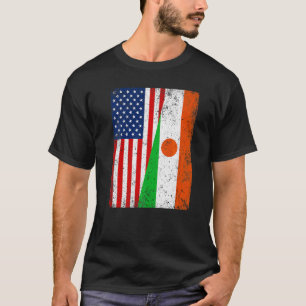 Retro American Flag & Niger Flag Patriotic T-shirt