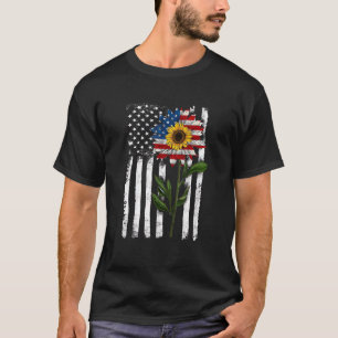 Retro American Flag Sunflower Op Veteran a T-shirt