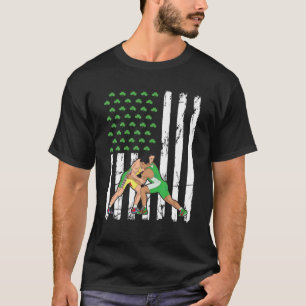 Retro American Flag Wrestling Sport St. Patrick T-shirt