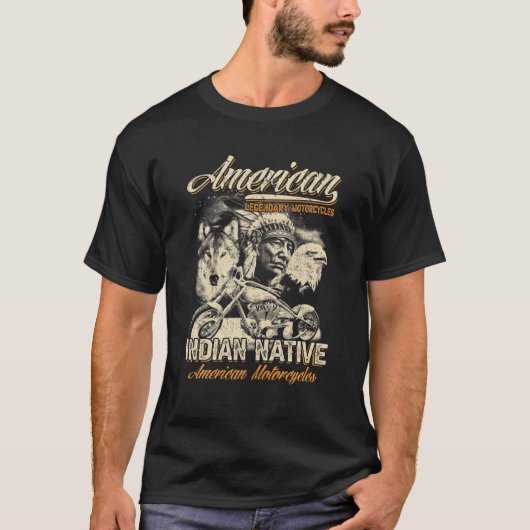 Retro American Legendary Motorcycle Indian Old Bi T-shirt (Voorkant)