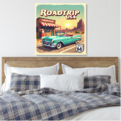 Retro American Road Trip Pop Art Canvas Afdruk (Insitu (Slaapkamer))