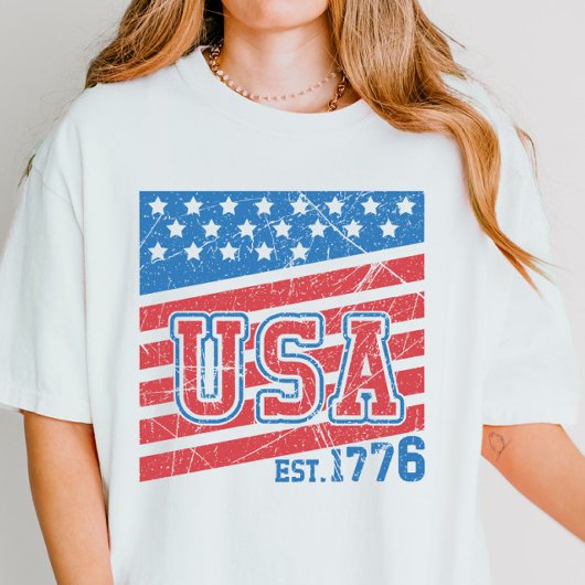 Retro Amerika Vlag USA Familie 4th van juli T-shirt