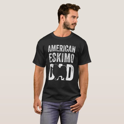 Retro Amerikaans Eskimo Papa Vaderdag Dog Si T-shirt (Voorkant volledig)