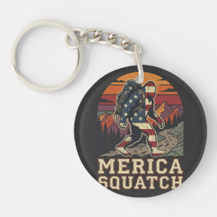 Retro Amerikaanse Bigfoot Sasquatch Natuur Sleutelhanger