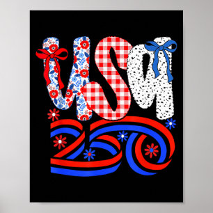 Retro Amerikaanse Coquette Strik 250 Vlag T-shirt, Poster