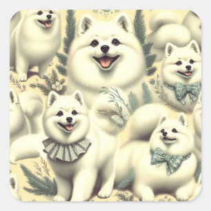Retro Amerikaanse Eskimo illustratie Vierkante Sticker