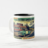 Retro-Amerikaanse mok met landschapsroute (Voorkant links)