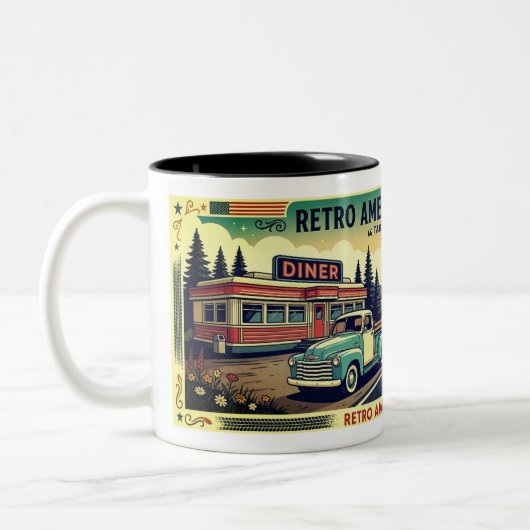 Retro-Amerikaanse mok met landschapsroute (Links)