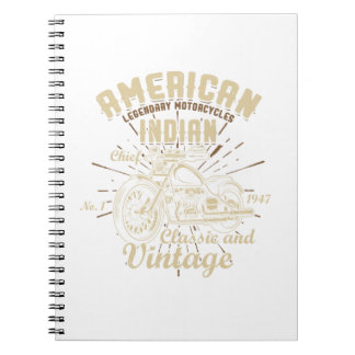 Retro -Amerikaanse motorfiets Indiase voor oud B Notitieboek