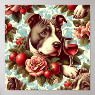 Retro Amerikaanse Pit Bull Terrier Illustratie Poster