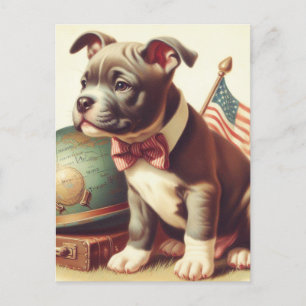 Retro Amerikaanse Pit Bull Terrier schilderij Briefkaart