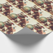 Retro Amerikaanse Pit Bull Terrier schilderij Cadeaupapier (Hoek)