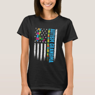 Retro Amerikaanse Vlag Autisme Oma Bewustzijn Auti T-shirt