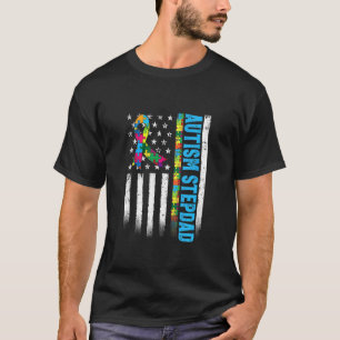 Retro Amerikaanse Vlag Autisme Stiefvader Bewustzi T-shirt