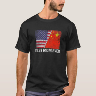 Retro Amerikaanse vlag China vlag beste moeder ooi T-shirt