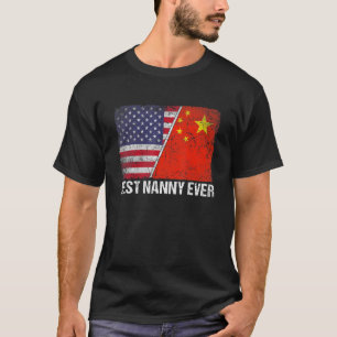 Retro Amerikaanse Vlag China Vlag Beste Nanny Ooit T-shirt