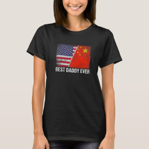 Retro Amerikaanse vlag China vlag beste papa ooit T-shirt