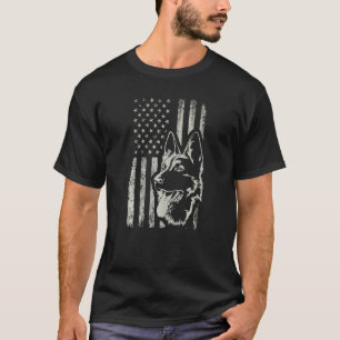 Retro Amerikaanse Vlag Duitse Herdershond Moeder 4 T-shirt
