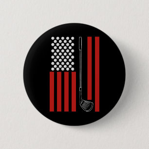 Retro Amerikaanse Vlag Golf Cadeau Voor Golfer Gra Ronde Button 5,7 Cm