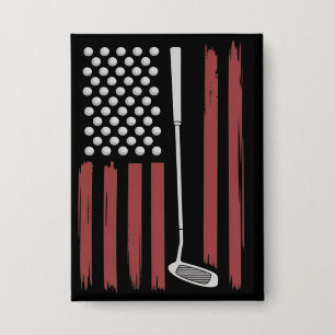 Retro Amerikaanse Vlag Golf Golfer Grappige Golfcl Button