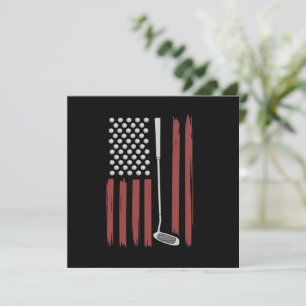 Retro Amerikaanse Vlag Golf Golfer Grappige Golfcl Kaart