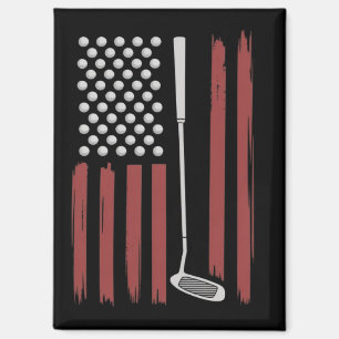Retro Amerikaanse Vlag Golf Golfer Grappige Golfcl Magneet