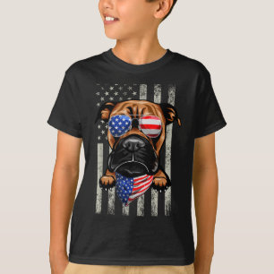 Retro Amerikaanse Vlag Grappige Boxer 4 juli T-shirt