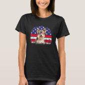Retro Amerikaanse Vlag Hond Yorkshire Terrier Patr T-shirt (Voorkant)