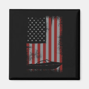 Retro Amerikaanse vlag motorboot cadeau voor boot Magneet