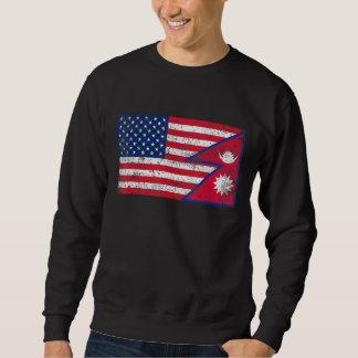 Retro Amerikaanse Vlag & Nepal Vlag Patriottisch Trui