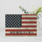 Retro Amerikaanse vlag uitnodiging (Staand voorkant)