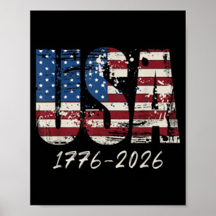Retro Amerikaanse Vlag USA 250e Amerika Verjaardag Poster