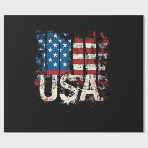 Retro Amerikaanse Vlag Verenigde Staten 4 juli Cadeaupapier