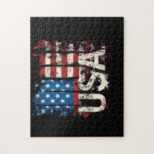 Retro Amerikaanse Vlag Verenigde Staten 4 juli Legpuzzel