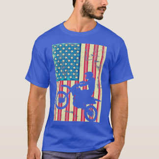 Retro Amerikaanse Vlag Vuilfiets T 4e van T-shirt