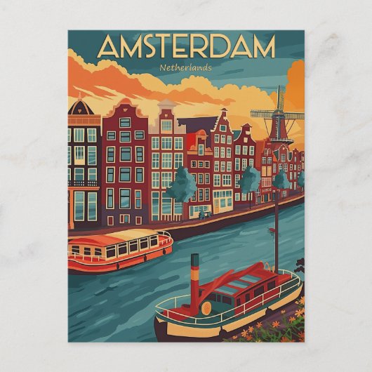 Retro Amsterdam, Nederland Briefkaart (Voorkant)