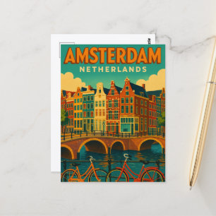Retro Amsterdam Nederland Briefkaart