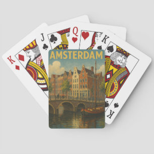 Retro Amsterdam Nederland Grachten Pokerkaarten