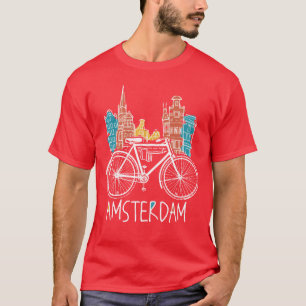 Retro Amsterdam Stad Nederland Fiets T-shirt