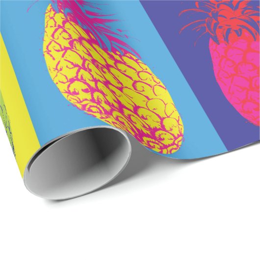 Retro ananas Pop Art Bright Bold Modern Pattern Cadeaupapier (Rol Hoek)