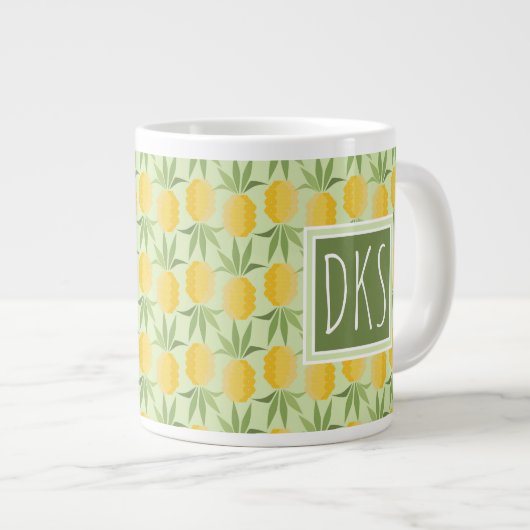 Retro-ananassen | Monogram Jumbo Beker (Voorkant rechts)