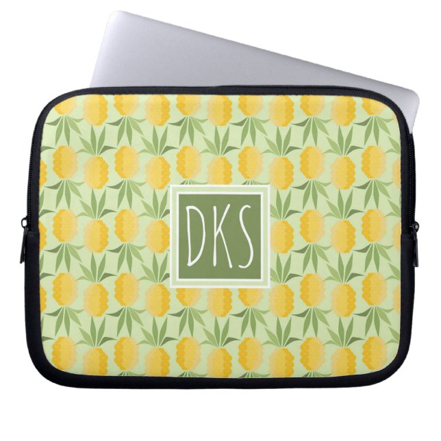 Retro-ananassen | Monogram Laptop Sleeve (Voorkant)