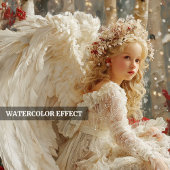 Retro angelic angel red gold festive enchanting feestdagenkaart