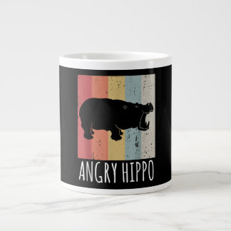 Retro Angry Hippo - Hippopotamus Extra Grote Beker