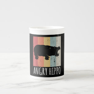 Retro Angry Hippo - Hippopotamus Porselein Kop