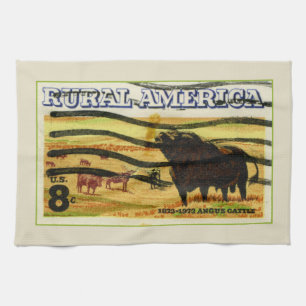 Retro Angus Cattle Theedoek