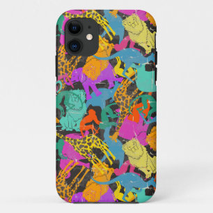 Retro Animal Silhouettes Patroon iPhone 11 Hoesje