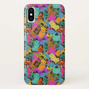 Retro Animal Silhouettes Patroon iPhone X Hoesje