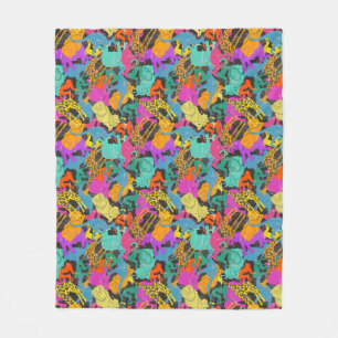 Retro Animal Silhouettes Patroon Fleece Deken