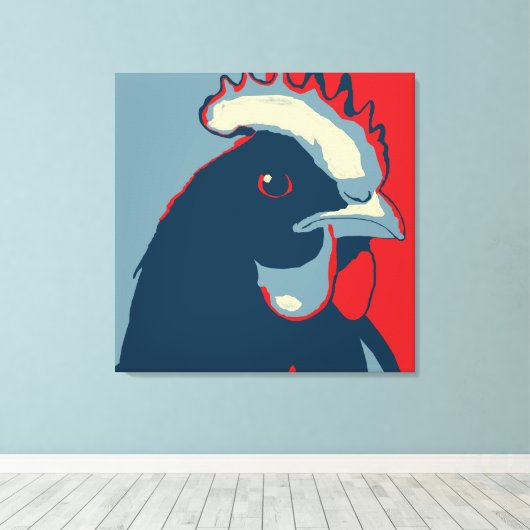 Retro Animal Wall Pop Art Chicken Portrait Canvas Afdruk (Insitu (Houten vloer))